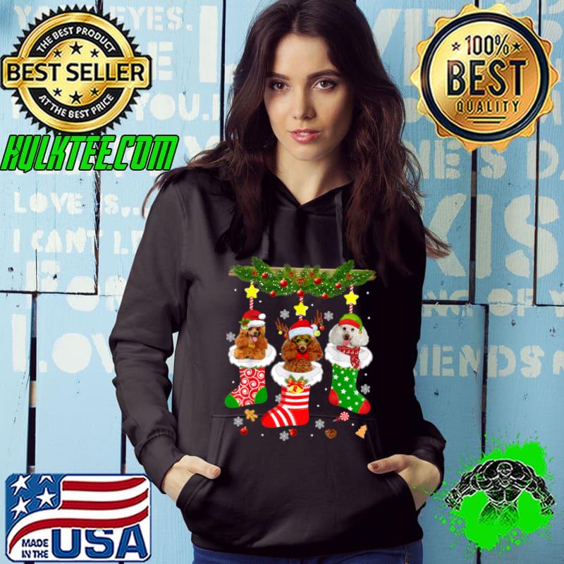 Christmas Pajama Poodle Dog Lover Xmas Socks T Shirt