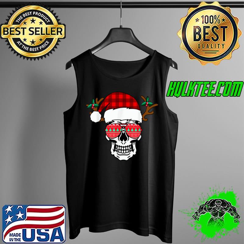 Christmas Skull Funny Santa Claus Buffalo Plaid T Shirt Tank Top Christmas Skull Funny Santa Claus Buffalo Plaid T Shirt Tank Top