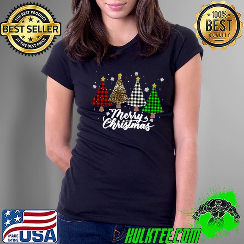 Christmas Tree Buffalo Plaid Red White Green Leopard Light T-s Ladies Tee Christmas Tree Buffalo Plaid Red White Green Leopard Light T-s Ladies Tee