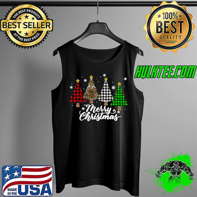 Christmas Tree Buffalo Plaid Red White Green Leopard Light T-s Tank Top Christmas Tree Buffalo Plaid Red White Green Leopard Light T-s Tank Top
