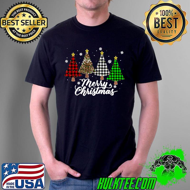 Christmas Tree Buffalo Plaid Red White Green Leopard Light T-s Unisex Christmas Tree Buffalo Plaid Red White Green Leopard Light T-s Unisex
