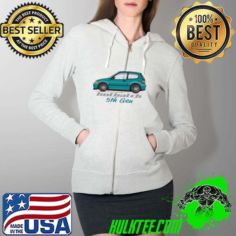 Civic Eg6 Hot Hatch-Aztec Green T-Shirt Full Zip Hooded Civic Eg6 Hot Hatch-Aztec Green T-Shirt Full Zip Hooded