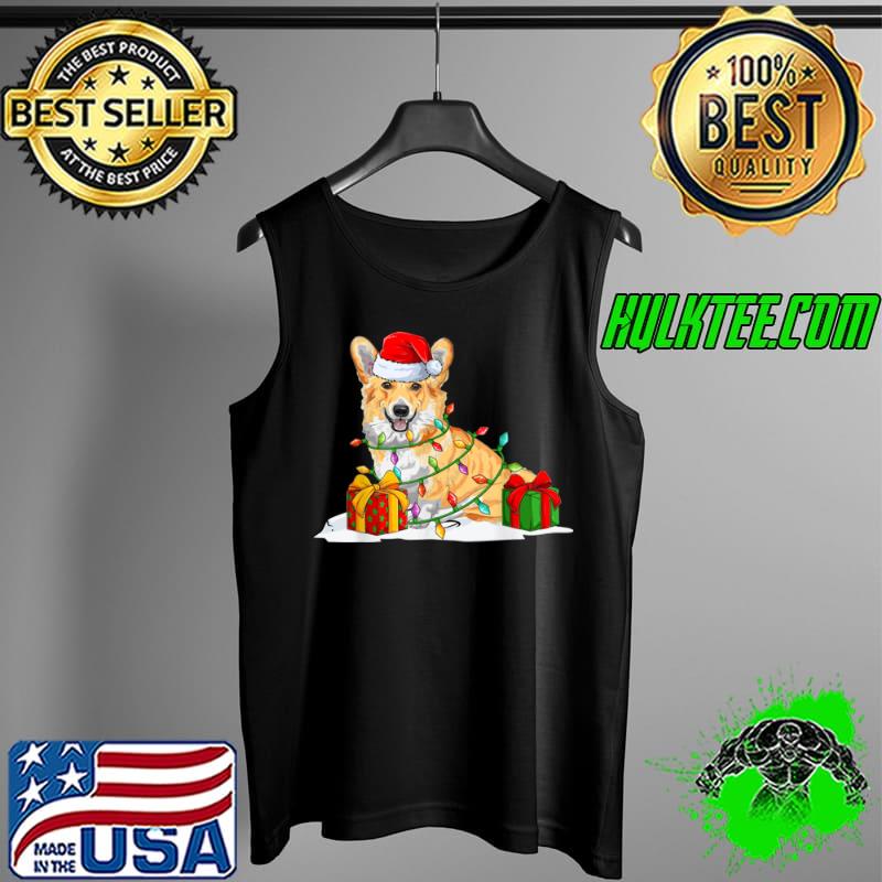 Corgi Santa Christmas Tree Lights Xmas Pajama Pet Dogs T Shirt Tank Top Corgi Santa Christmas Tree Lights Xmas Pajama Pet Dogs T Shirt Tank Top