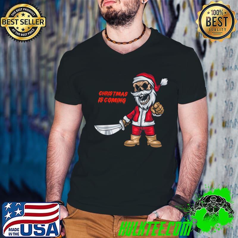Creepy Santa Claus Holding A Pistol To Give Gifts Tshirt T Shirt Guys V Neck Creepy Santa Claus Holding A Pistol To Give Gifts Tshirt T Shirt Guys V Neck