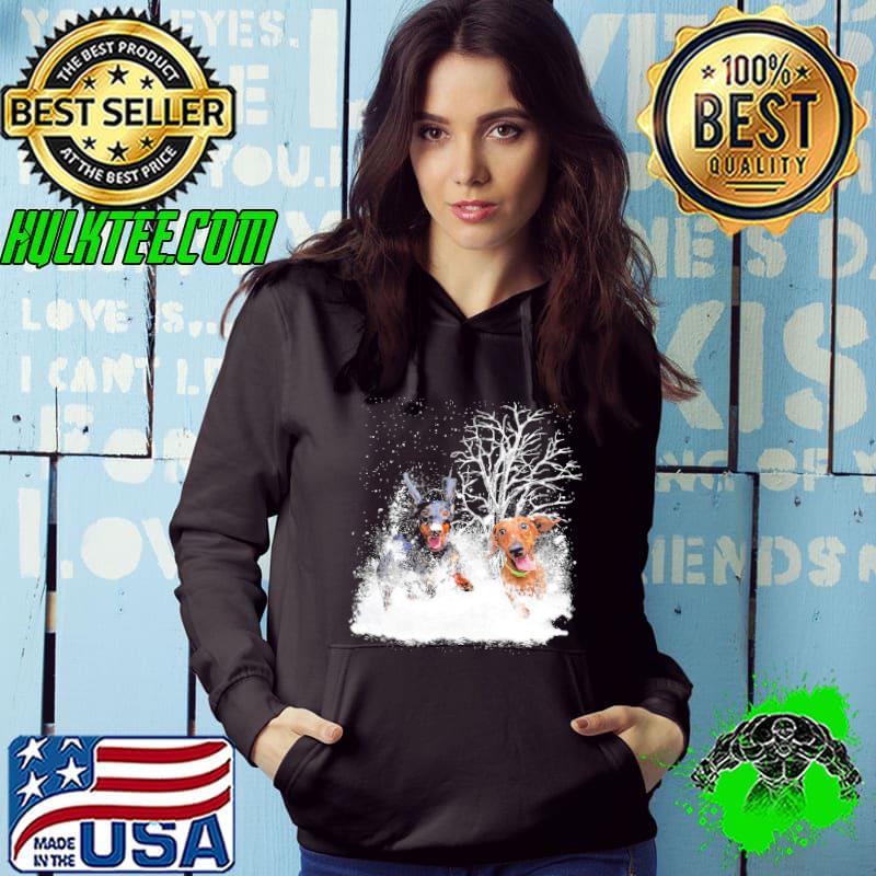 Dachshund Angel Under Snow The Dog Christmas Shirt