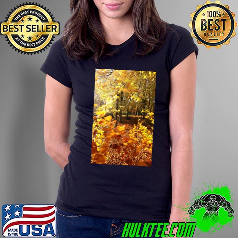 Digital photograph of autumn woodland Premium T-Shirt Ladies Tee Digital photograph of autumn woodland Premium T-Shirt Ladies Tee