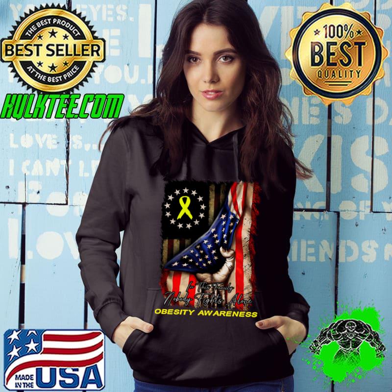 Distressed American Flag In This Family Nobody Fights Alone OBESITY Awareness Classic T-Shirt Hoodie Distressed American Flag In This Family Nobody Fights Alone OBESITY Awareness Classic T-Shirt Hoodie