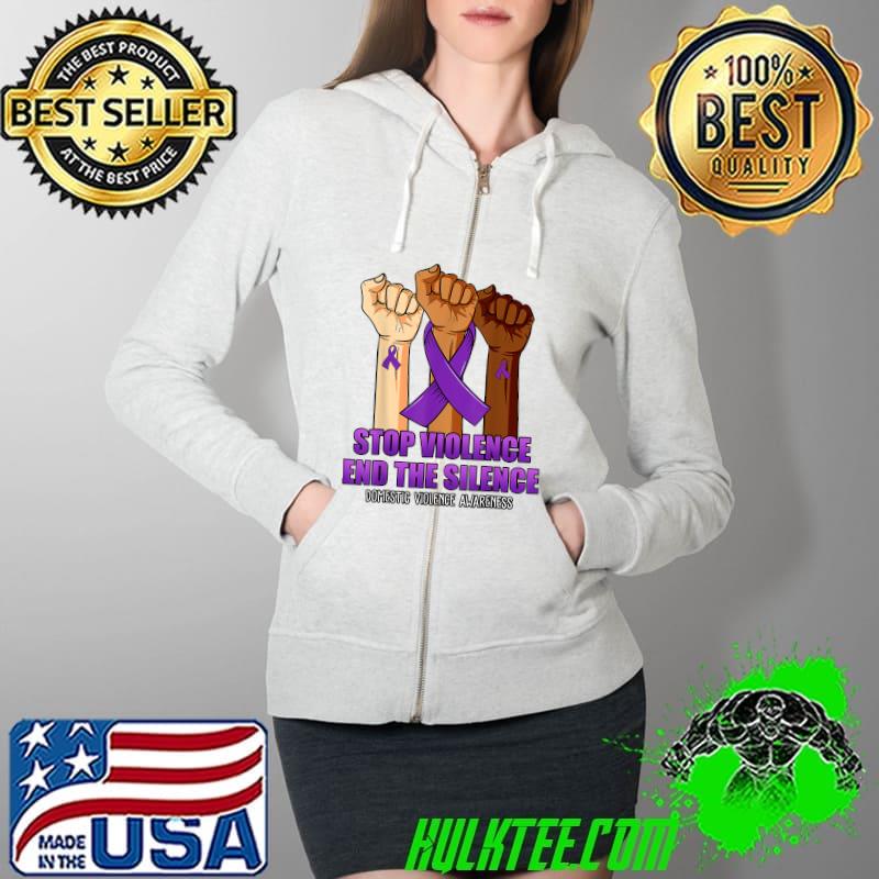 Domestic Violence Awareness Stop Violence End Silence Hand T-Shirt Full Zip Hooded Domestic Violence Awareness Stop Violence End Silence Hand T-Shirt Full Zip Hooded