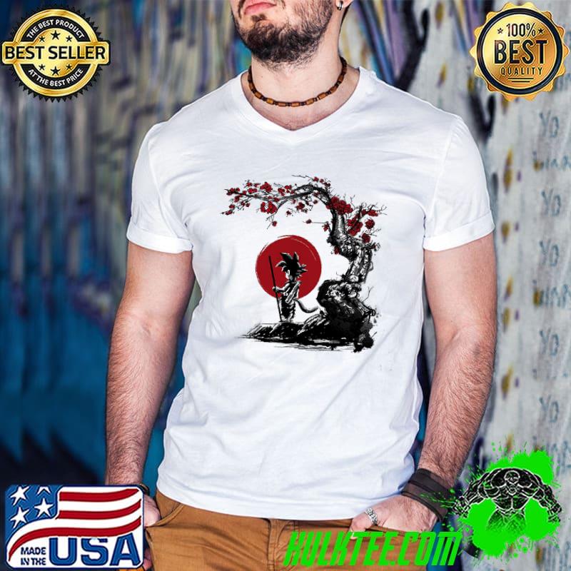 Dragon Ball Son Goku Blood Moon Tree Red Flower shirt