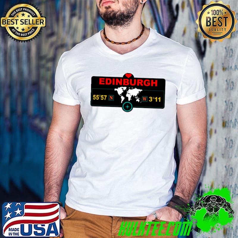 Edinburgh Map Gps Coordinates Artwork compass T-Shirt
