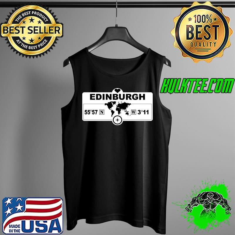 Edinburgh Map Gps Coordinates Artwork T-Shirt Tank Top Edinburgh Map Gps Coordinates Artwork T-Shirt Tank Top