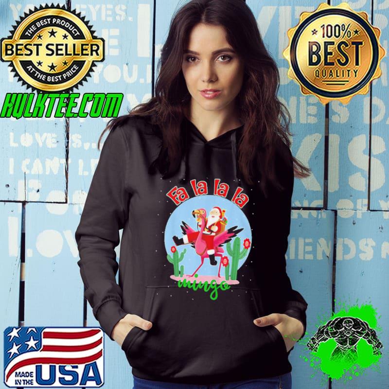 FALL MINGO CUTE SANTA RIDE FLAMINGO FA LA LA LA FLAMINGO SWEATER SHIRT