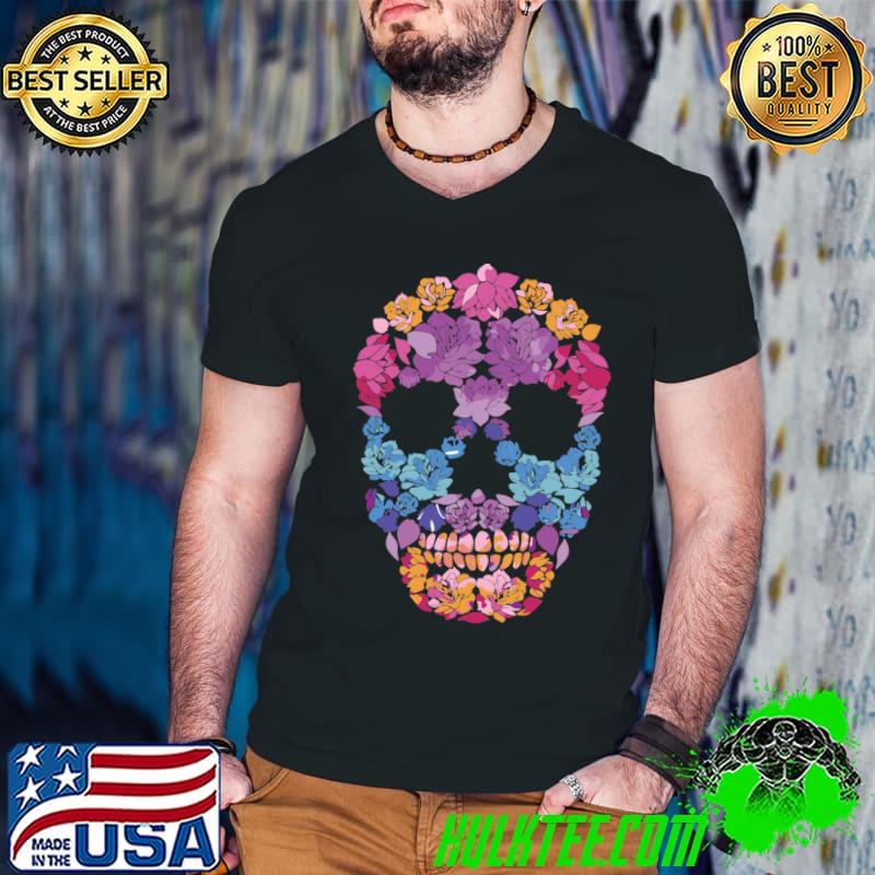 Flower Sugar Skull Souls Day Muertos Day Of Dead Halloween T-shirt Flower Sugar Skull Souls Day Muertos Day Of Dead Halloween T-shirt