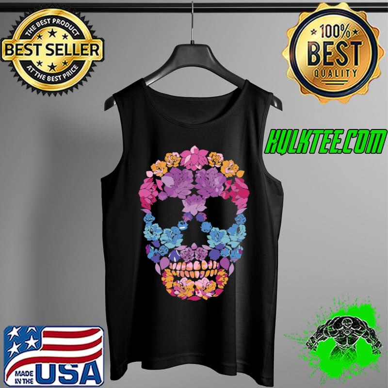 Flower Sugar Skull Souls Day Muertos Day Of Dead Halloween T-s Tank Top Flower Sugar Skull Souls Day Muertos Day Of Dead Halloween T-s Tank Top