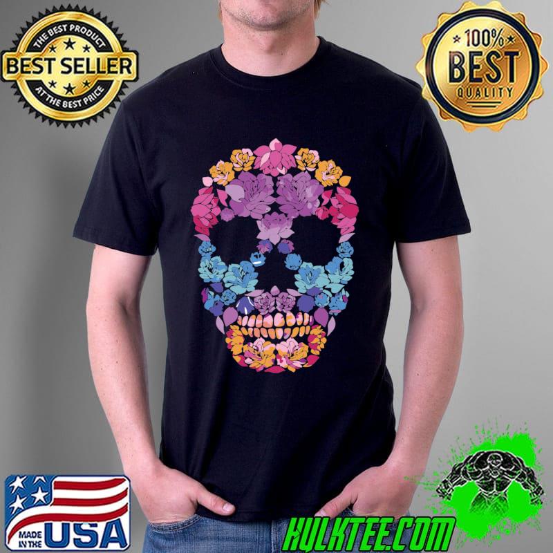 Flower Sugar Skull Souls Day Muertos Day Of Dead Halloween T-s Unisex Flower Sugar Skull Souls Day Muertos Day Of Dead Halloween T-s Unisex