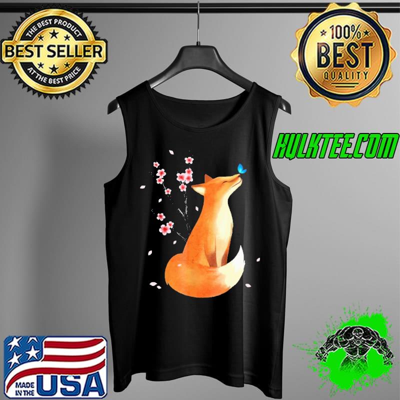 Fox n Cherry Blossom Flower Vintage Shirt Tank Top Fox n Cherry Blossom Flower Vintage Shirt Tank Top