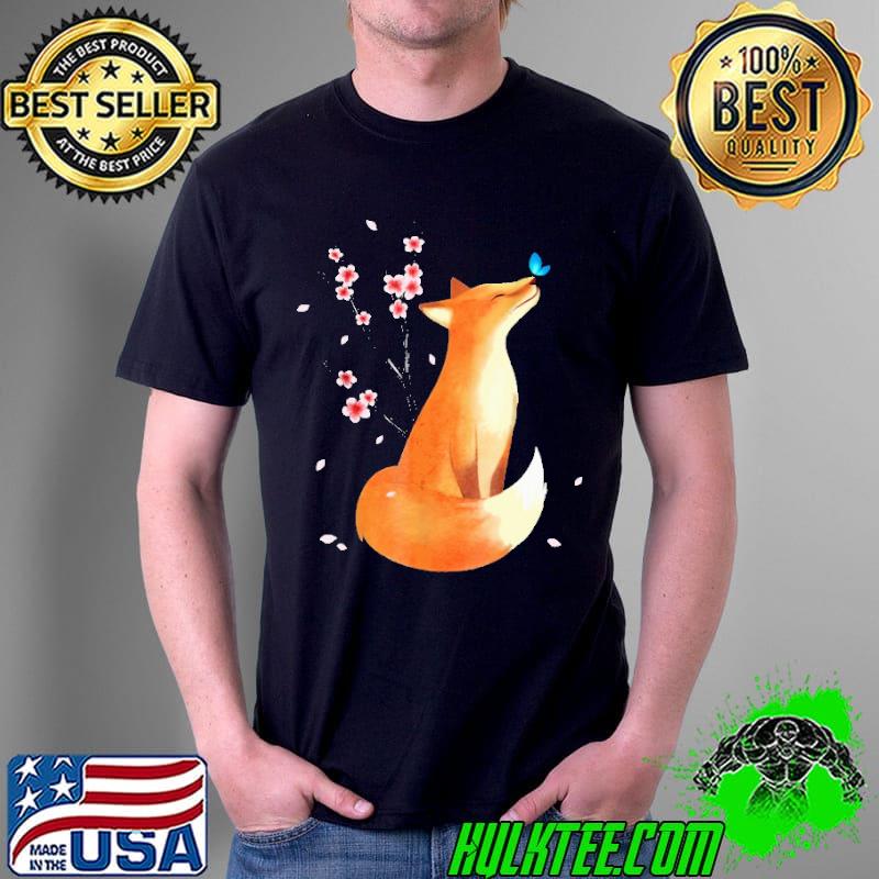 Fox n Cherry Blossom Flower Vintage Shirt Unisex Fox n Cherry Blossom Flower Vintage Shirt Unisex
