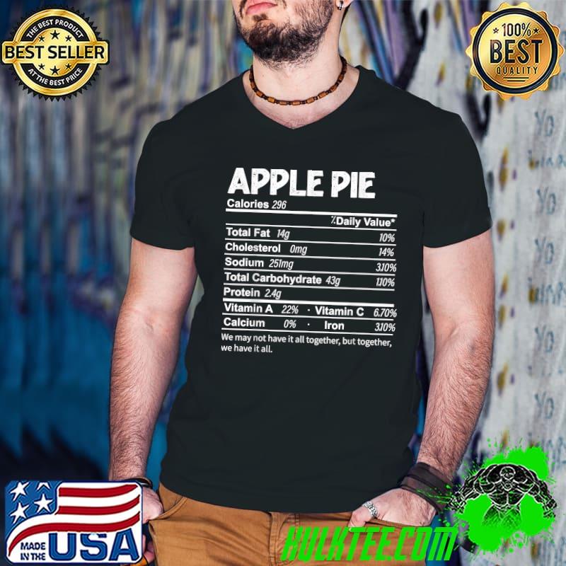 Funny Apple Pie Nutrition Facts Thanksgiving Food T-Shirt Guys V Neck Funny Apple Pie Nutrition Facts Thanksgiving Food T-Shirt Guys V Neck
