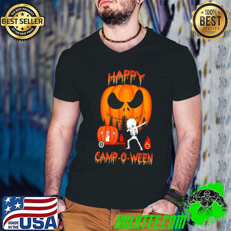 funny dabbing halloween boys skeleton zombie scary pumpkin T-Shirt