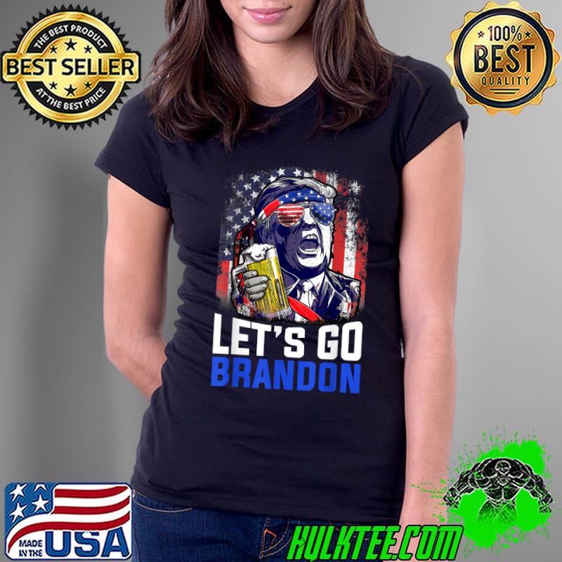 Funny Trump Drinking Beer Let's Go Brandon Conservative Anti T-Shirt Ladies Tee Funny Trump Drinking Beer Let's Go Brandon Conservative Anti T-Shirt Ladies Tee