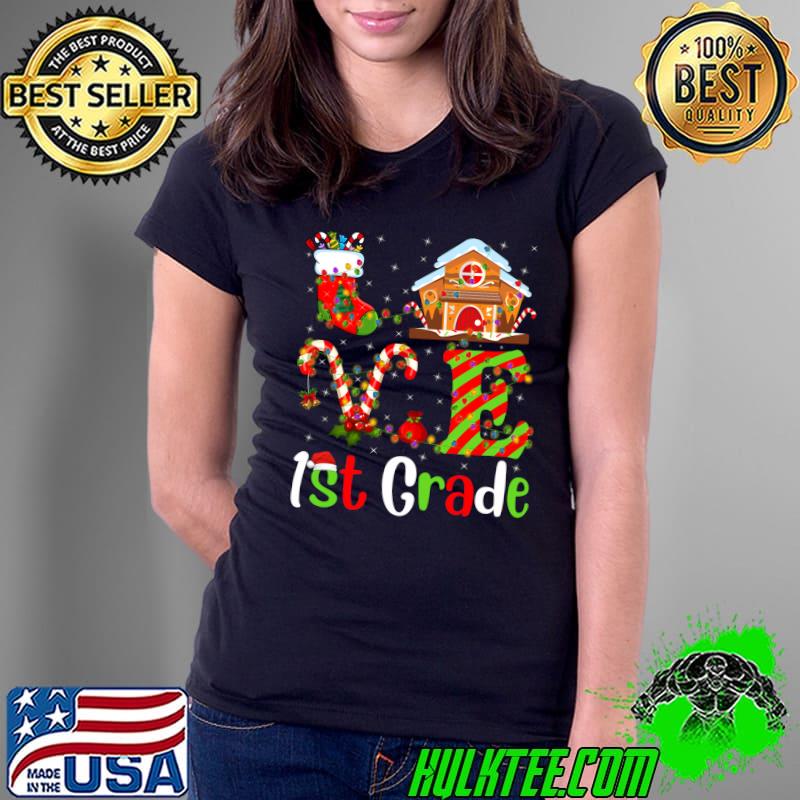 Funny Xmas Lighting Love 1st Grade Teacher Christmas T-Shirt Ladies Tee Funny Xmas Lighting Love 1st Grade Teacher Christmas T-Shirt Ladies Tee