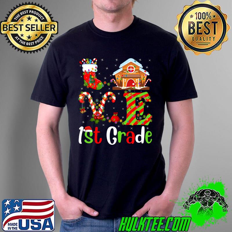 Funny Xmas Lighting Love 1st Grade Teacher Christmas T-Shirt Unisex Funny Xmas Lighting Love 1st Grade Teacher Christmas T-Shirt Unisex