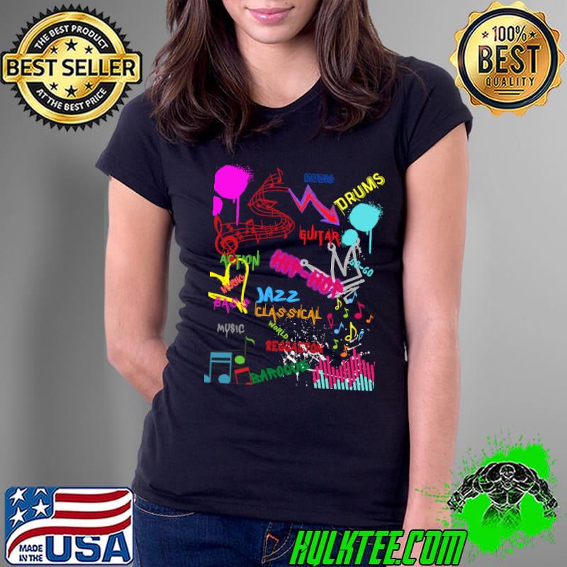 Graffiti Music drums hip-hop T-Shirt Ladies Tee Graffiti Music drums hip-hop T-Shirt Ladies Tee