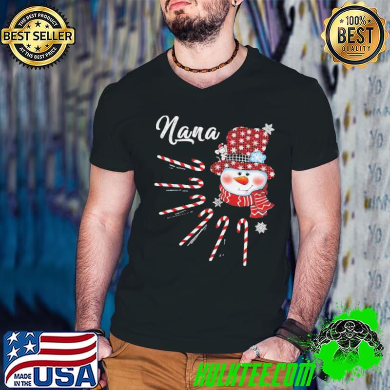Grandma Snowman Candy Cane Christmas Nana Shirt