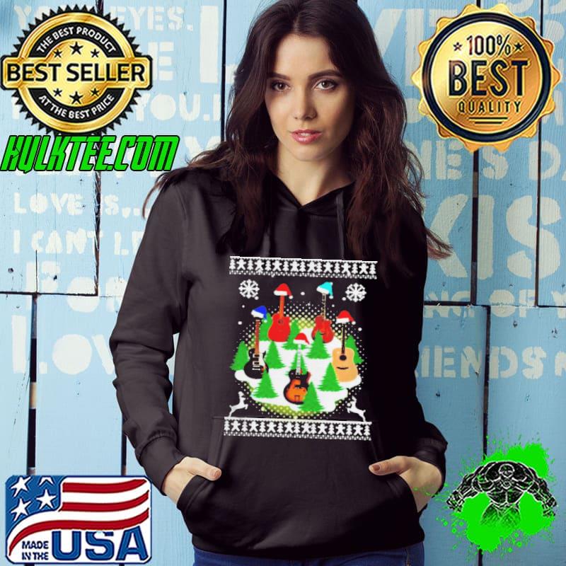 Guitars santa hat christmas tree Christmas shirt