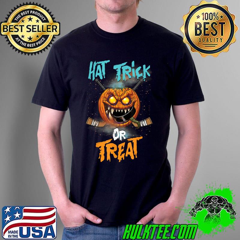 Halloween Hockey Hat Trick Or Treat Hockey Puck T-Shirt Unisex Halloween Hockey Hat Trick Or Treat Hockey Puck T-Shirt Unisex