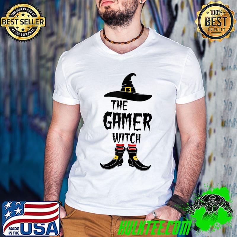 Halloween Matching The Gamer Witch Costume T-s Guys V Neck Halloween Matching The Gamer Witch Costume T-s Guys V Neck