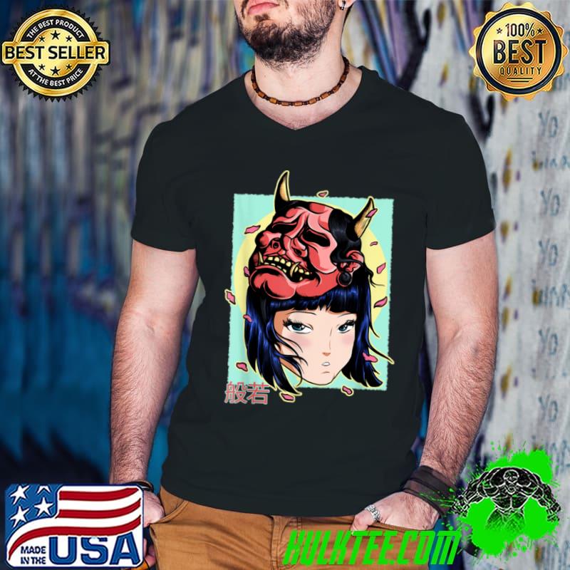 Hannya Noh Anime Japanese Demon Mask Culture Tradition T Shirt Guys V Neck Hannya Noh Anime Japanese Demon Mask Culture Tradition T Shirt Guys V Neck