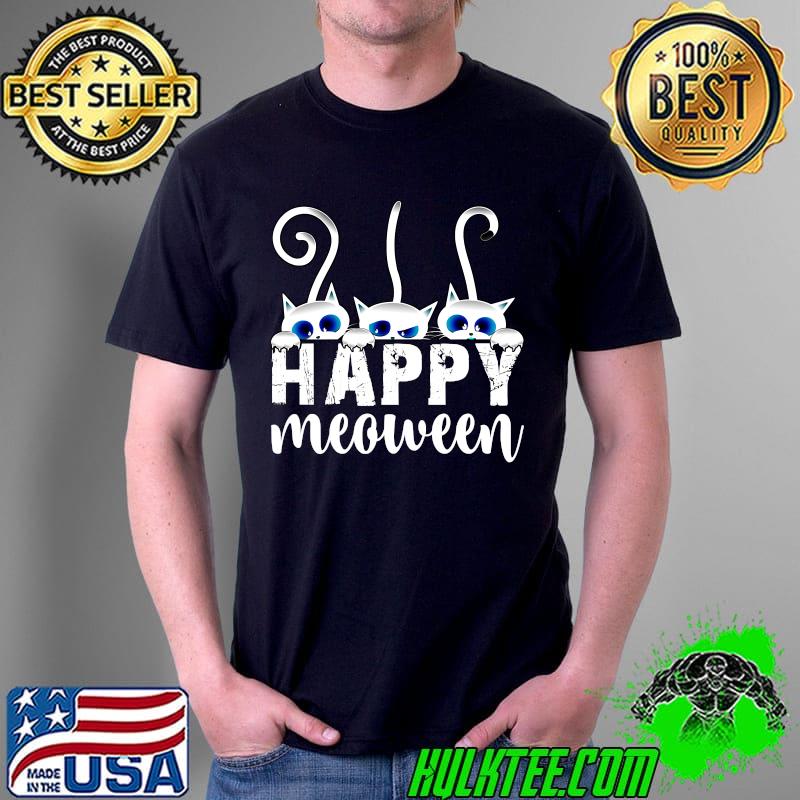 Happy Meoween Funny Cat Halloween Spooky Trick or Treat Classic T-Shirt Unisex Happy Meoween Funny Cat Halloween Spooky Trick or Treat Classic T-Shirt Unisex