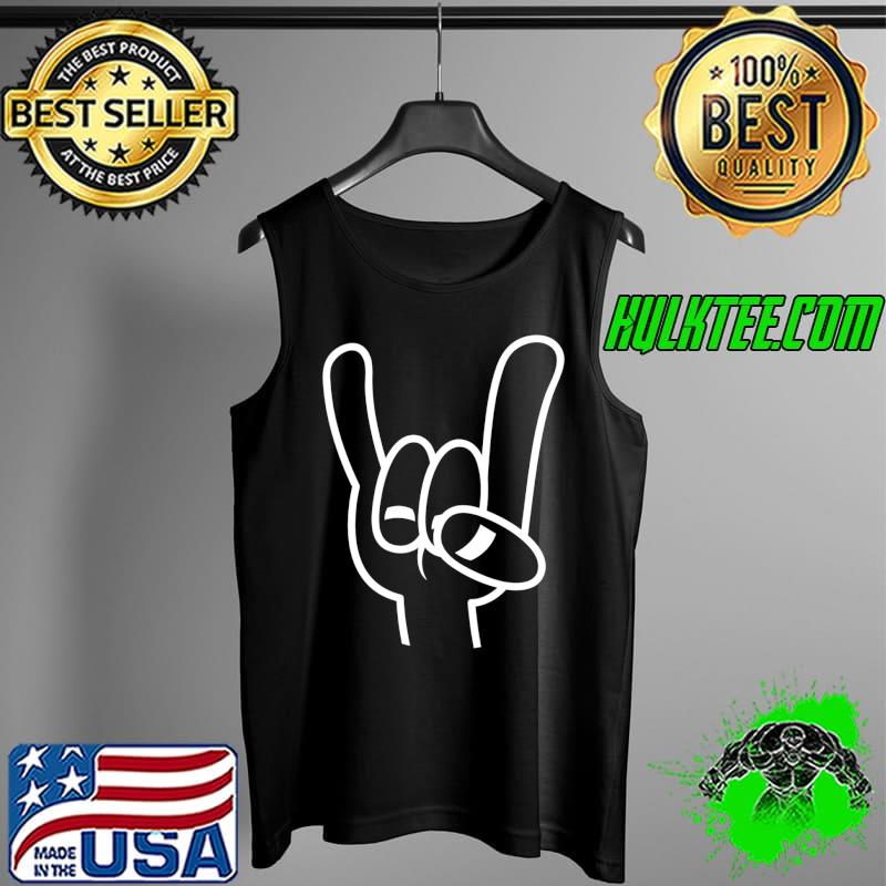 Heavy Metal Devil Horn White Line Shirt Tank Top Heavy Metal Devil Horn White Line Shirt Tank Top