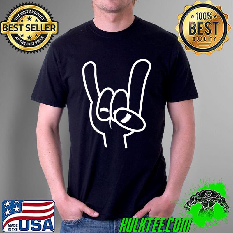 Heavy Metal Devil Horn White Line Shirt Unisex Heavy Metal Devil Horn White Line Shirt Unisex