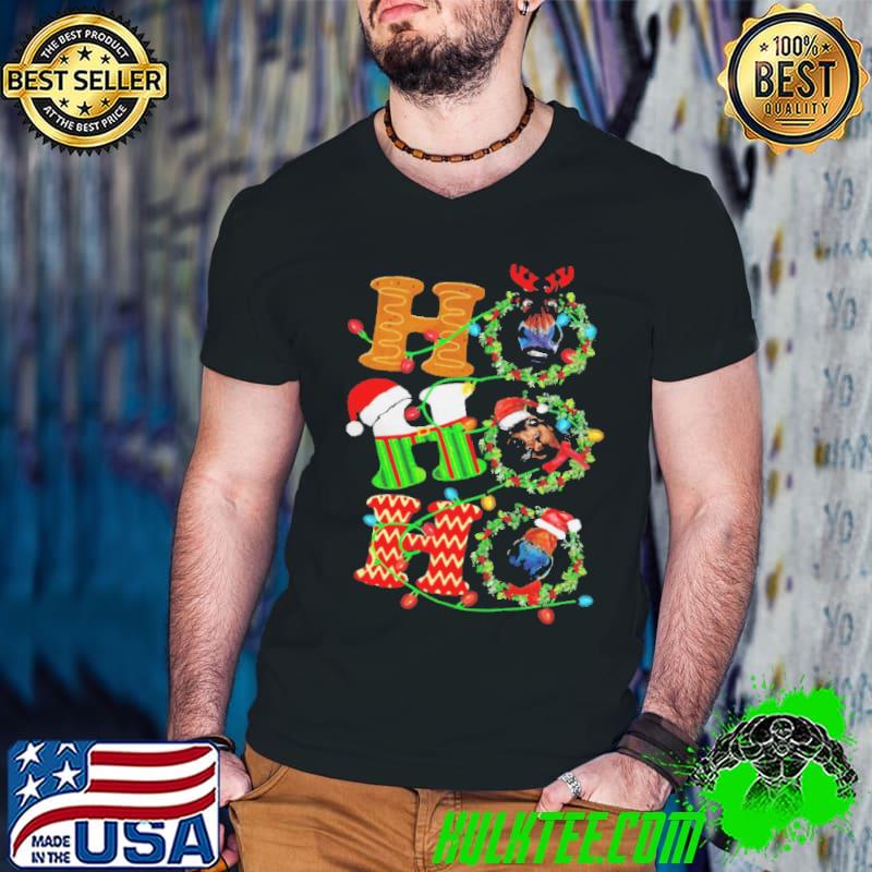 Ho Ho Ho Horses Santa Elf Reindeer Merry Christmas Light Shirt