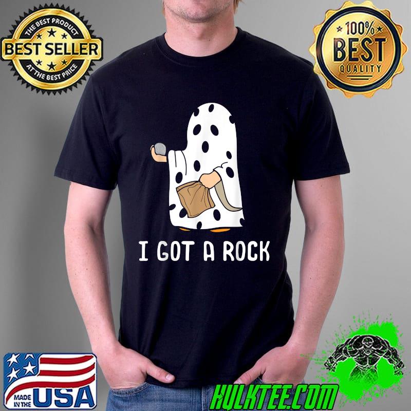 I Got A Rock Funny Halloween Trick Or Treating Ghost T-Shirt Unisex I Got A Rock Funny Halloween Trick Or Treating Ghost T-Shirt Unisex