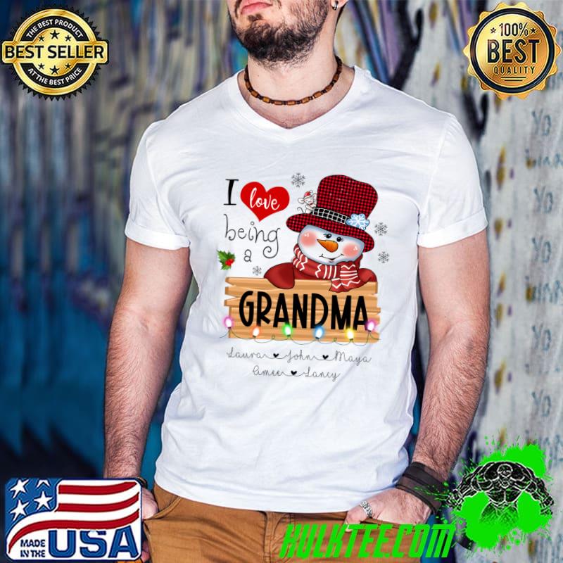 I Love Being A Grandma Snowman Buffalo Plaid Merry Christmas T-s Guys V Neck I Love Being A Grandma Snowman Buffalo Plaid Merry Christmas T-s Guys V Neck