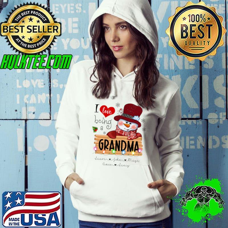 I Love Being A Grandma Snowman Buffalo Plaid Merry Christmas T-shirt I Love Being A Grandma Snowman Buffalo Plaid Merry Christmas T-shirt