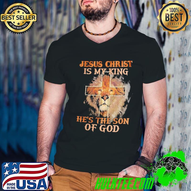 Jesus Christ Is My King He's The Son Of God Lion Shirt Guys V Neck Jesus Christ Is My King He's The Son Of God Lion Shirt Guys V Neck