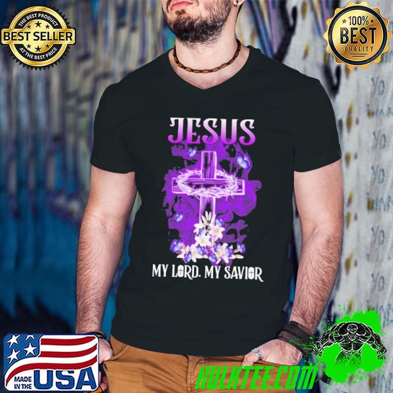 Jesus My Lord My Savior Purple Flower Shirt Guys V Neck Jesus My Lord My Savior Purple Flower Shirt Guys V Neck