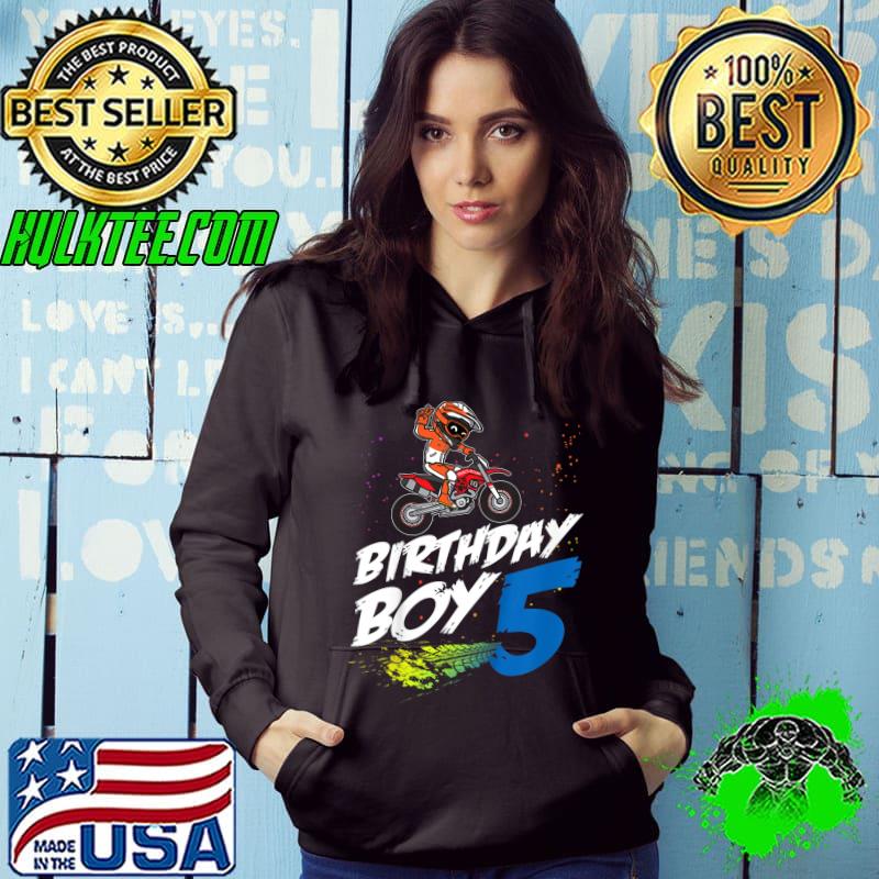 Kids 5th Birthday Boy 5 Years Old Dirt Bike Motocross Rider T-Shirt