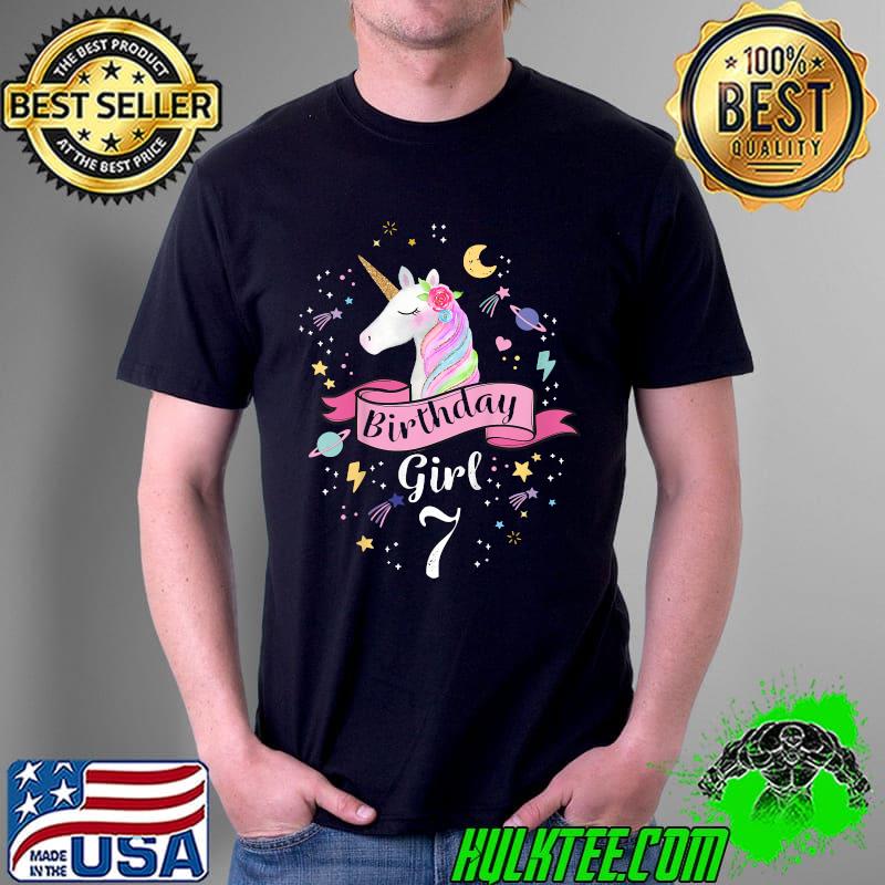 Kids 7 Year Old Girl Birthday Unicorn Shirt 7th Birthday T-Shirt Unisex Kids 7 Year Old Girl Birthday Unicorn Shirt 7th Birthday T-Shirt Unisex