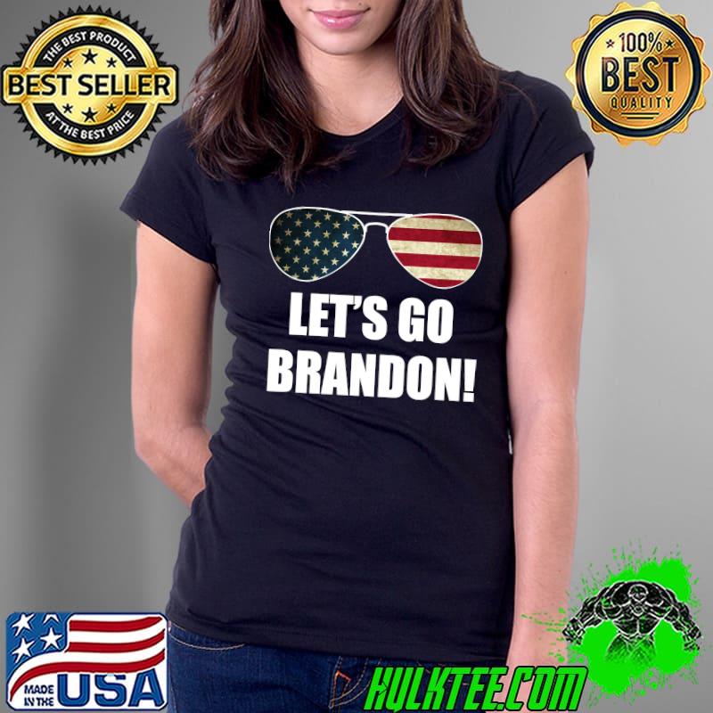 Let's Go Brandon glass American flag T-s Ladies Tee Let's Go Brandon glass American flag T-s Ladies Tee
