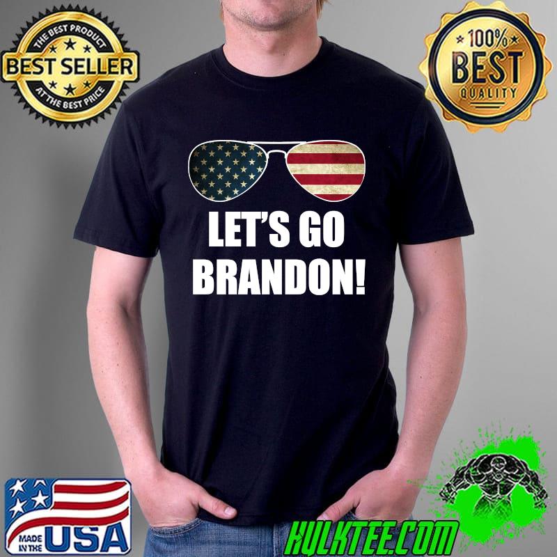 Let's Go Brandon glass American flag T-s Unisex Let's Go Brandon glass American flag T-s Unisex