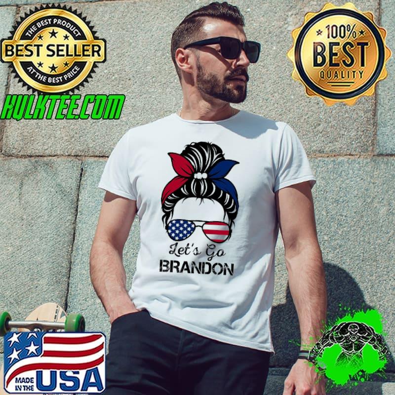 Let’s Go Brandon Messy Bun American Flag Sunglasses s Unisex Let’s Go Brandon Messy Bun American Flag Sunglasses s Unisex