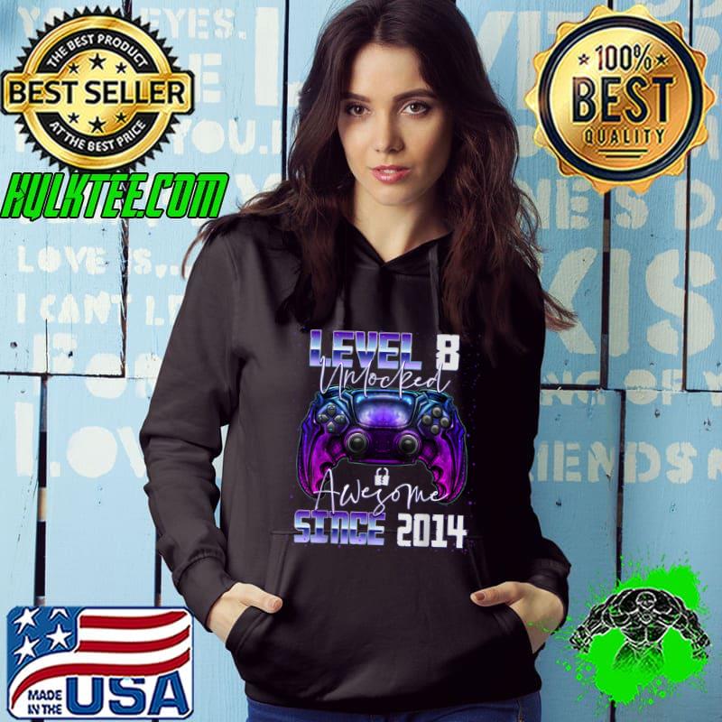 Level 8 Unlocked Awesome Since 2014 8th Birthday Gaming Shirt