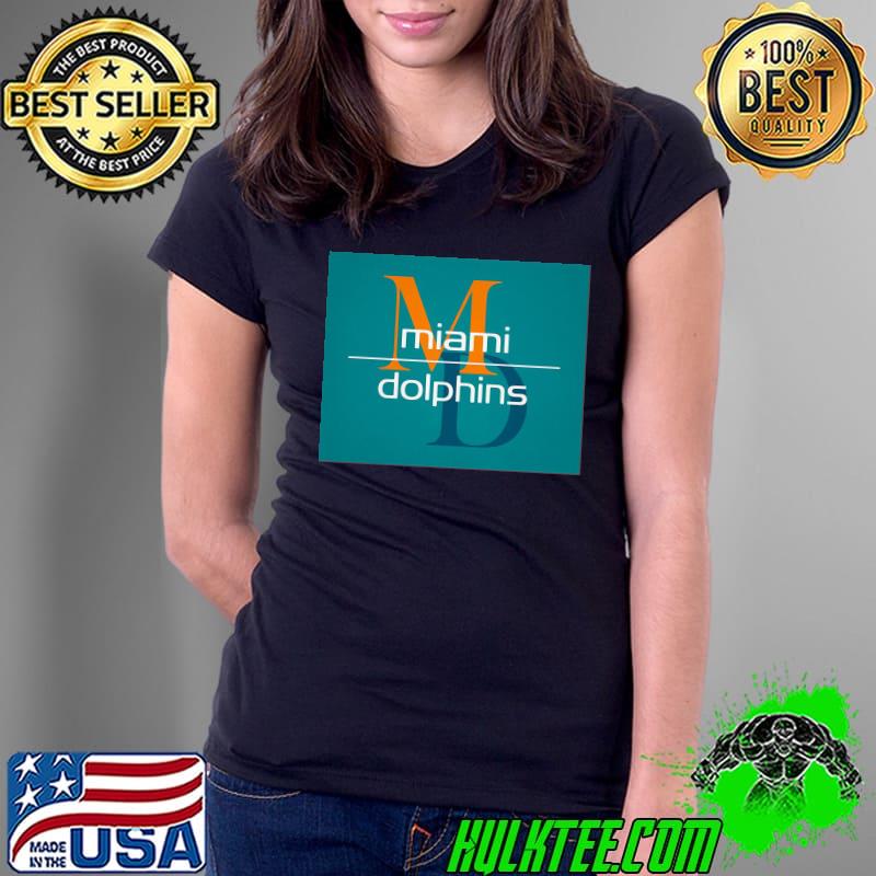 MD Miami Dolphins Letter And Team Abstract Art Shirt Ladies Tee MD Miami Dolphins Letter And Team Abstract Art Shirt Ladies Tee