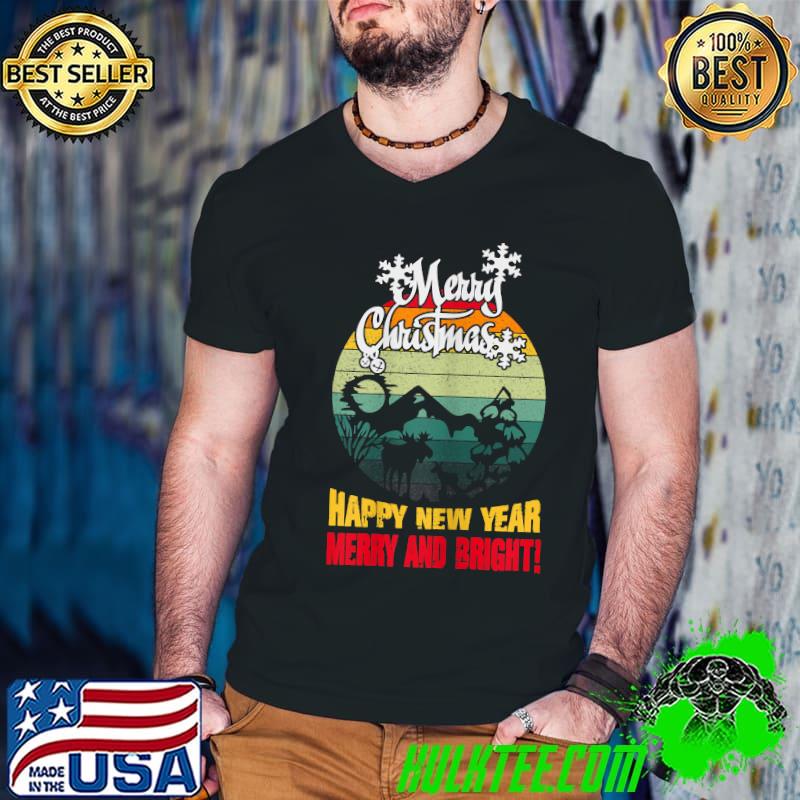Merry Chirstmas, Happy New Year, Merry and Bright vintage T-Shirt