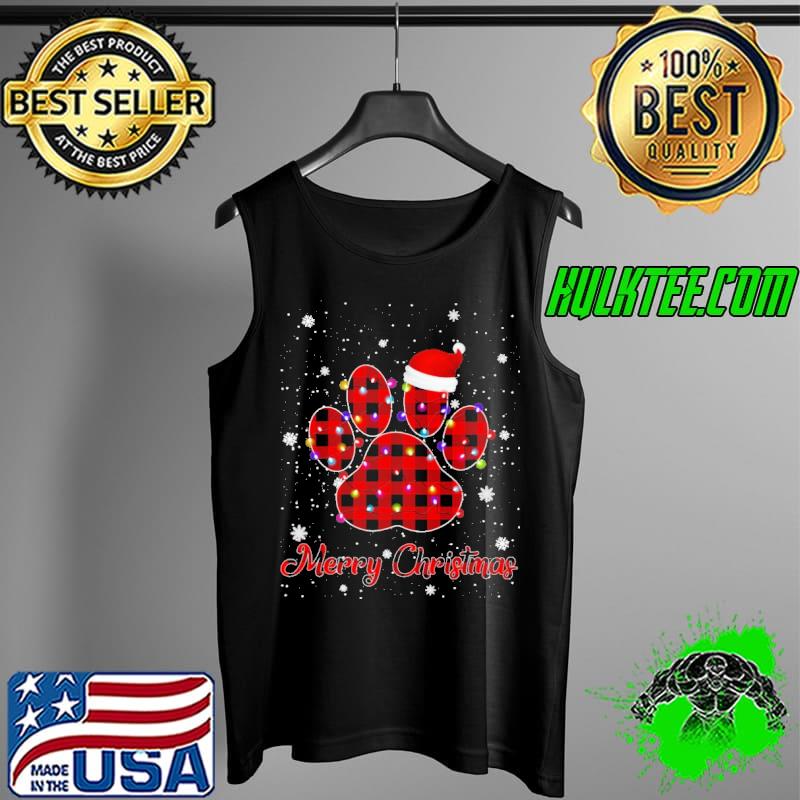 Merry Christmas Paw Red Plaid Hat Santa s Tank Top Merry Christmas Paw Red Plaid Hat Santa s Tank Top